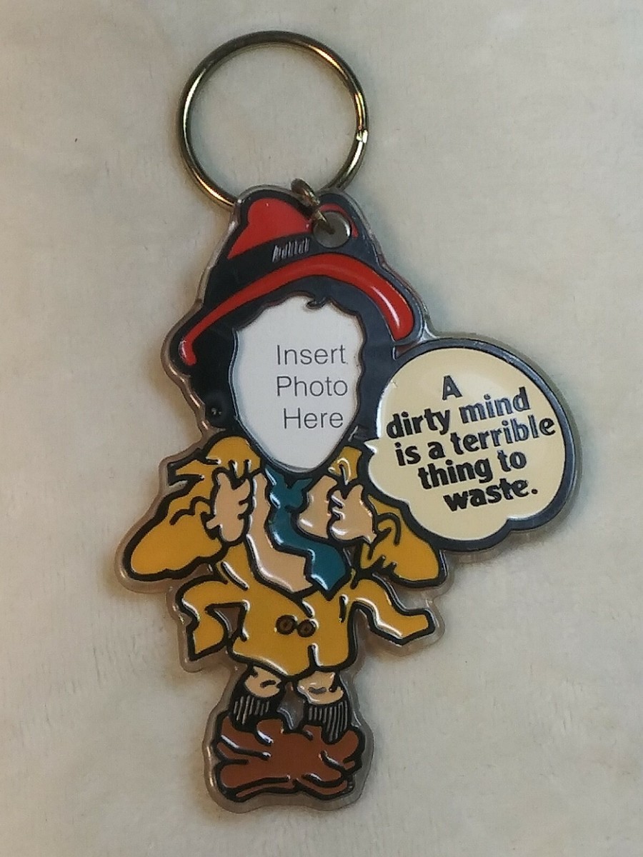 Vintage Keychain Dirty Mind Terrible Thing to Waste Picture Frame