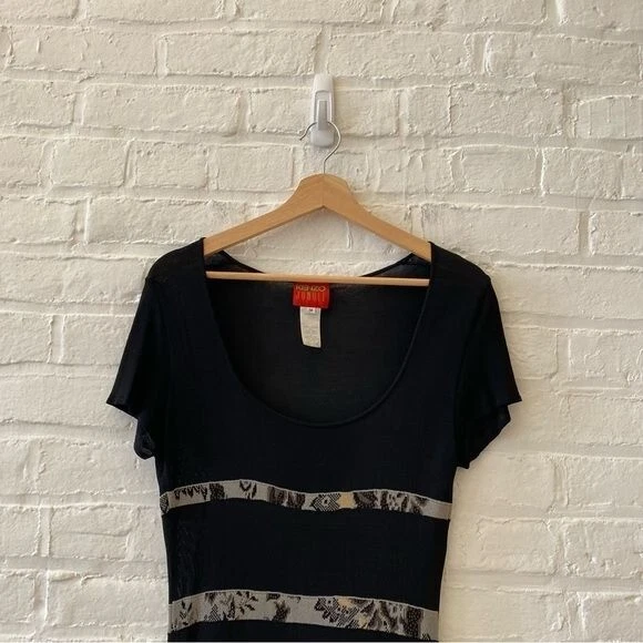 Kenzo Abito in maglia a righe floreali giungla nero medio