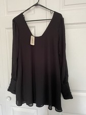 Little Black Dress Sexy Open Long Sleeve Button Cuff Sheer Overlay . F21