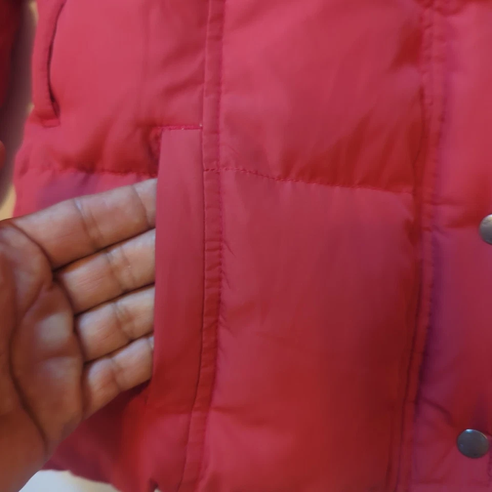 Hollister Girl's puffer jacket Fuchsia Size L Winter Coat Pockets Plaid No Belt - Image 4 of 4