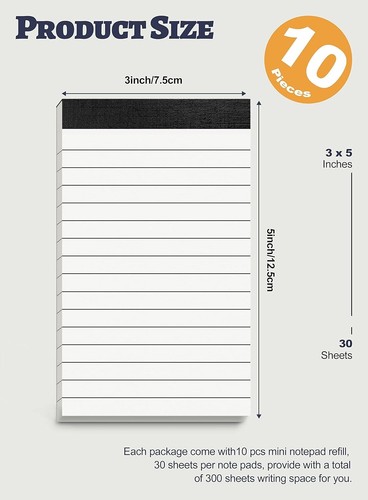 10 Pack Small Note Pads 3X5 Lined Writing Pads Mini Notepads Small Pads of Paper - Picture 2 of 6