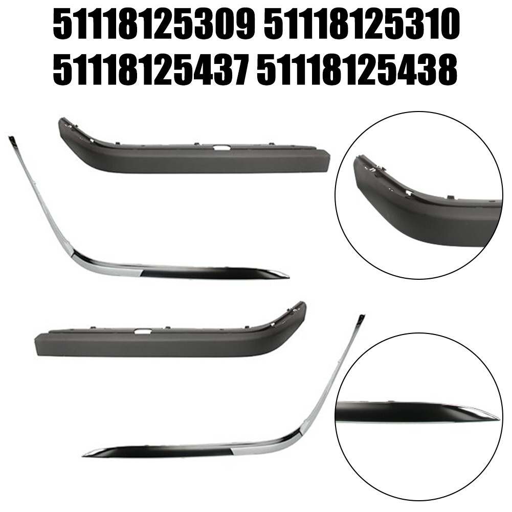 4pcs Front Bumper Molding + Chrome Trim For BMW 7 Series E38 1994