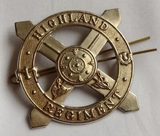 WW1 Highland Regiment Glengarry Original Cap Badge White Metal 2Lugs Antique