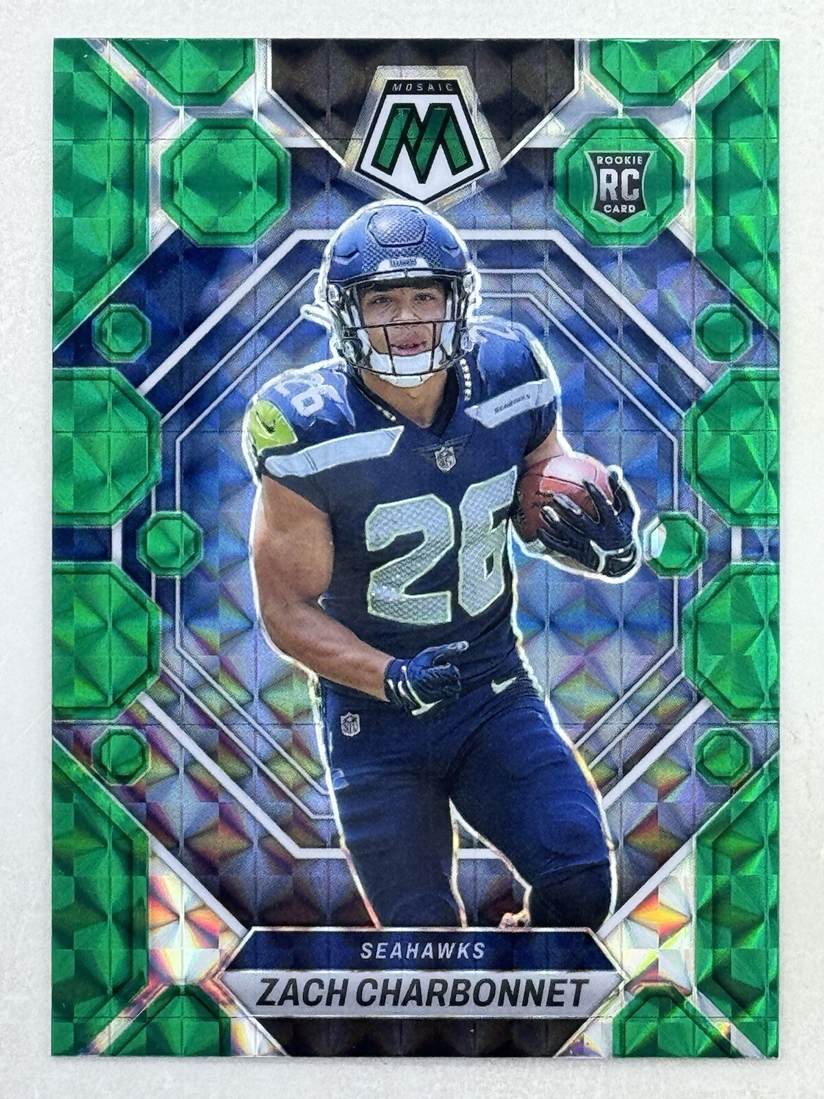 Zach Charbonnet 2023 Panini Mosaic Rookie Green Mosaic Prizm RC #379 Seahawks RB