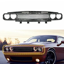 For 2008-2014 Dodge Challenger Front Bumper Grille Black w/ Chrome Trim Molding