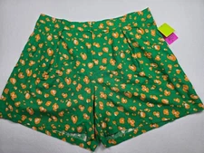 NWT Tabitha Brown x Target Womens Green & Orange Leopard Linen Blend Shorts 2X