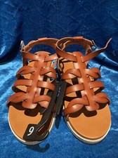 New Wonder Nation Girl's Gladiator Sandals, Brown, Size 6young. 8 Women