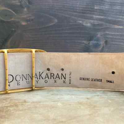 Donna Karan belt small leather chunky metal hardware western  display picture 3