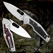 3.98" 14C28N Blade Folding Knife Pocket Titanium & Carbon Fibre Camping EDC