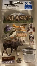 Paper House Productions Alaska 3D Sticker STDM-0116 4.5" x 7" Sheet Crafting