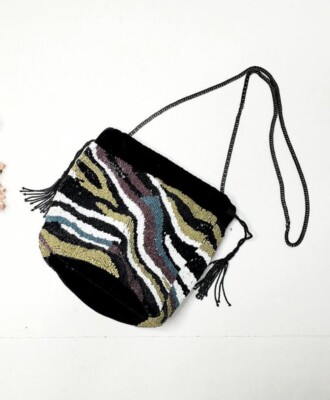 【ZARA】LIMITED EDITION STRIPED BEADED BUCKET BAG / Green LIMITED EDITION STRIPED BEADED BUCKET BAG - Orange | ZARA