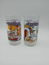Vintage 1991 Flintstones Set of 2 GlassHardee's The First 30 Years  #uis4
