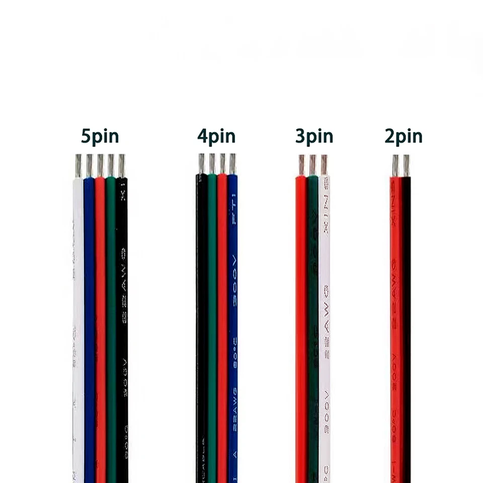 2/3/4/5/6Pin LED Strip Light Extension Cable Wire Cord Connectors 18/20/22AWG  - Image 3 of 4