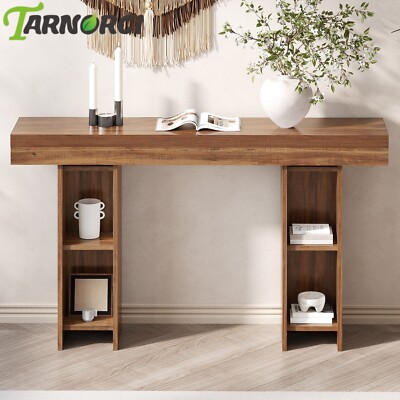 Rustic Entryway Console Table, 54.33'' Long Sofa Table Behind Couch Table Brown