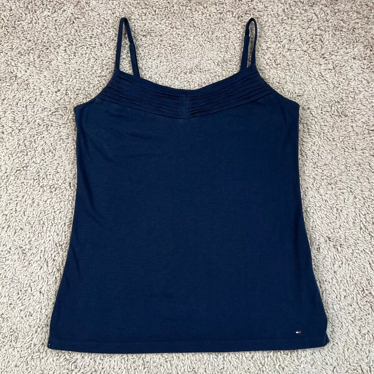 TOMMY HILFIGER Womens Navy Blue Camisole M Built-In Bra Adjustable