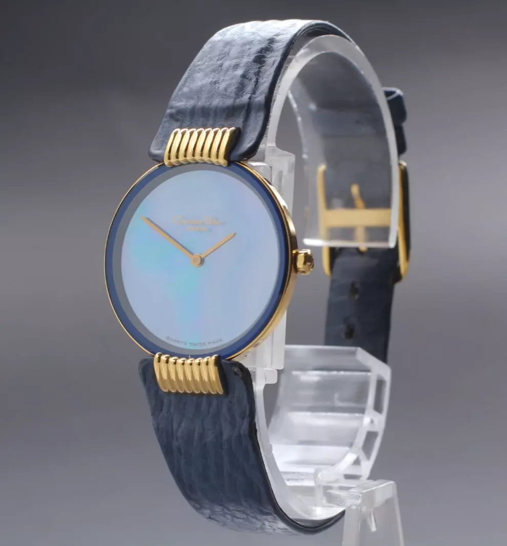 [Presque comme neuve] Montre à quartz pour femme Christian Dior Bagheera 46.153 3 cadran bleu coque