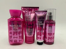 Bath Body Works Perfect In Pink Wash Cream Hand Cream Mist S/4 Mini Travel 4138