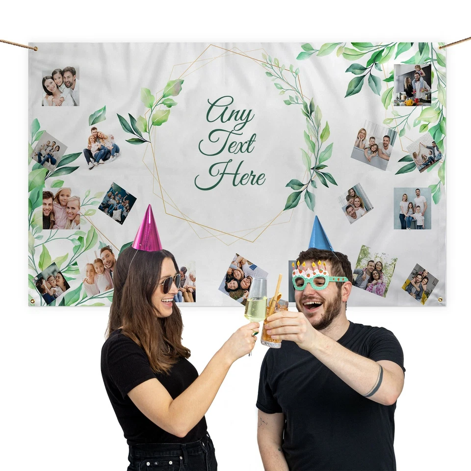 Banner de foto personalizado | Banner de casamento | Aniversário | Fundo grande | Verde - Imagem 4 de 4