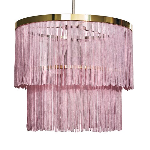Easy Fit Pink Tassel Ceiling Pendant Light Shade Lampshade Bedroom Living Room - Picture 6 of 8
