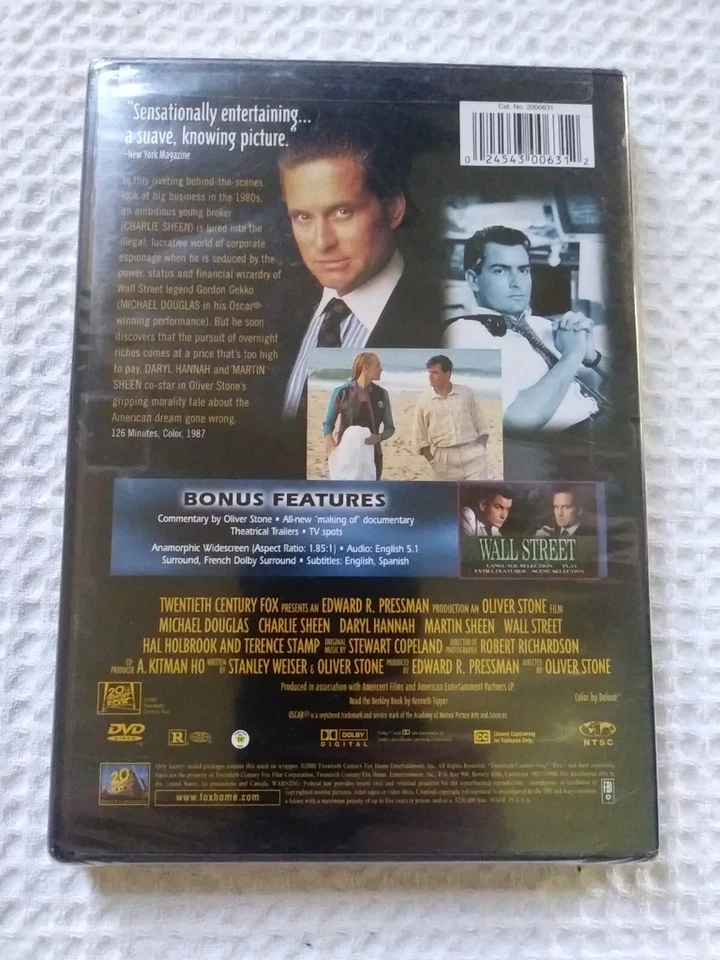 Wall Street (DVD, 2000 W/S) Michael Douglas/Charlie Sheen NEW Sealed Free Ship ! Foto 4 de 4