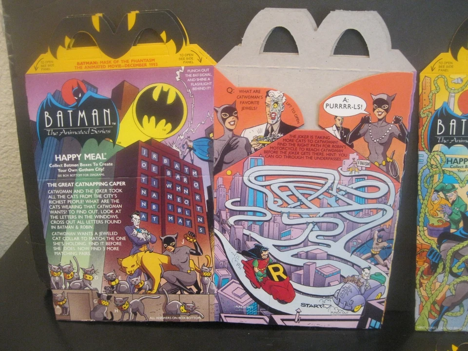 Batman The Animated Series "Conjunto Completo de Caixa de Refeição Feliz" Não Usado 1993 - Imagem 4 de 4