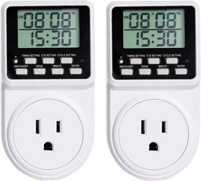 Indoor Digital Infinite Repeat Cycle Intermittent Outlet Timer Plug 24 Hour Prog