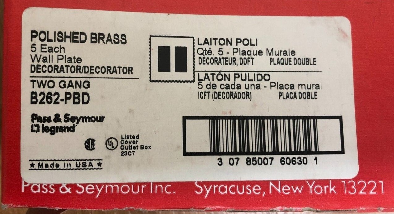 LeGrand Two Gang Polished Brass Wall Plate Lot of 5 B62-PBD