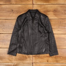 Vintage Valerie Stevens Leather Jacket M Panel Black Womens Zip