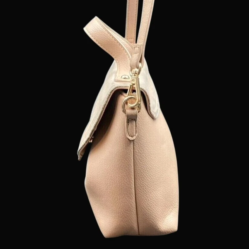 Bolso Bandolera Moda Luxe Alana Plegable Cuero Vegano Gamuza Beige Bolso de Hombro Cartera Foto 4 de 4