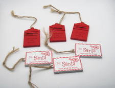 NEW SET OF 6 LETTER TO SANTA AND RED MAILBOX ORNAMENTS 3 OF EACH DESIGN