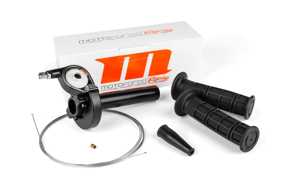 Kurzhubgasgriff mit Lenkergriffen und Gaszug universal schwarz - Bild 2 von 4