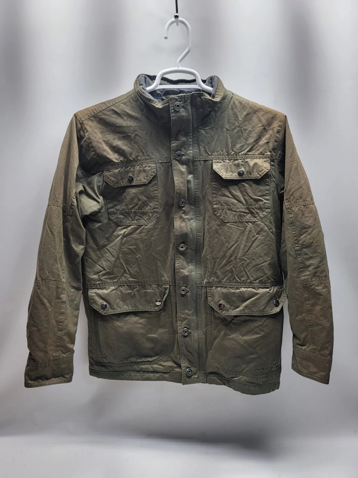 Orvis Jacket Men's M Green Canvas Fishing Chore Barn Coat Field Quilted Military