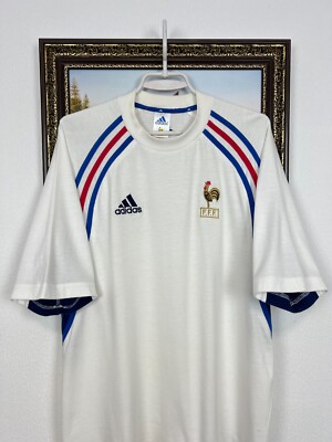 Vintage 90's Adidas France Football Train Shirt Soccer Jersey