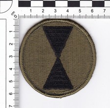 US Army- 7th Infantry Division, Subdued OD-Green BDU Shoulder Patch.