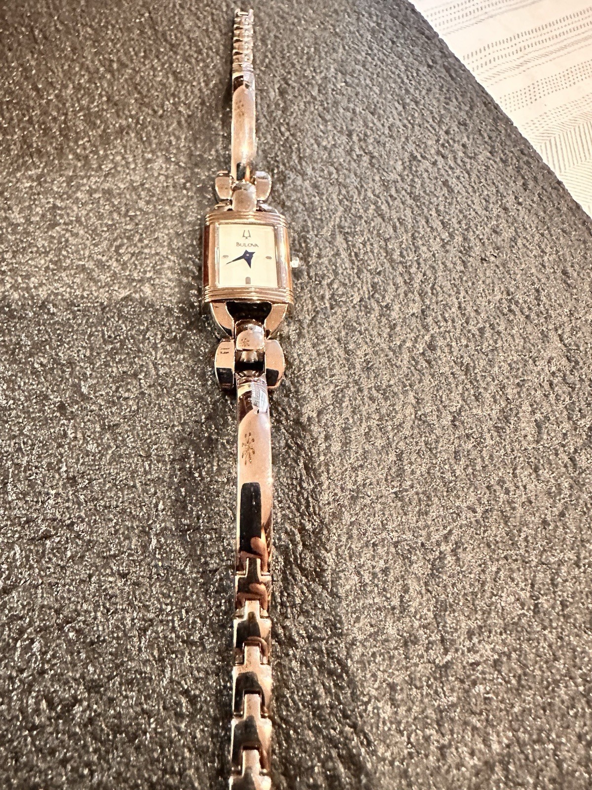 Bulova Rectangular White Dial Analog Silver Metal… - image 1