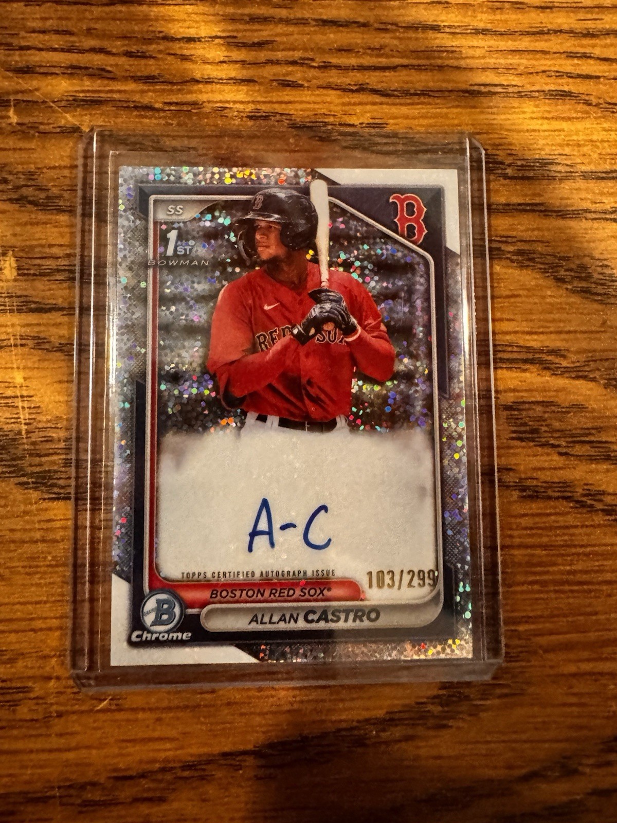 2024 Bowman Allan Castro Chrome Auto Speckle Refractor 1st Prospect #/299