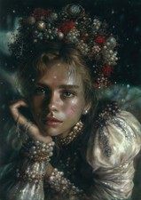 original drawing 25 x 35 cm 39KJ art pastel traditional Ukrainian beauty ethnic