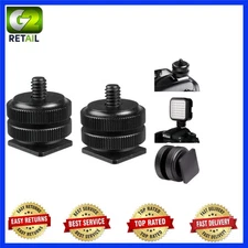 2-Pack Flash Shoe to 1/4" Male Post Adapter with Locking for Secure Attachment