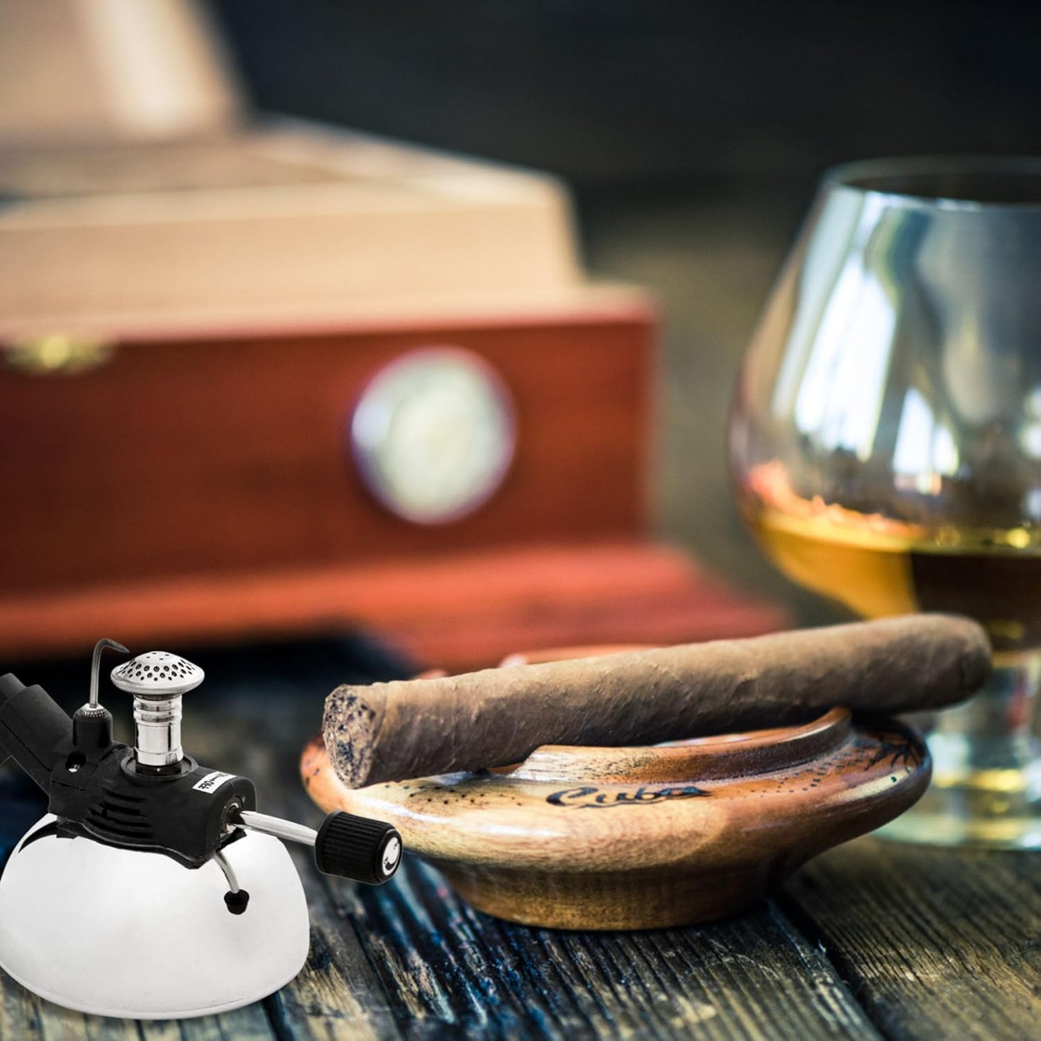 Wind-Resistant Butane Cigar Lighter with Large Flame - The Burner Table