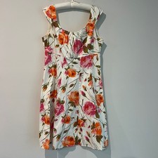 LONDON TIMES Cotton Floral Fit And Flare Dress Sleeveless Women's 14 Cottagecore