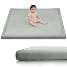 Baby Play Mat for Floor 1.3" Thick Elasti-Foam 50x50 Playpen Mat for Toddlers