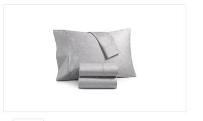 Bergen House Gray Floral Vine Egyptian Cotton 4 Pc. Sheet Set, Full Size
