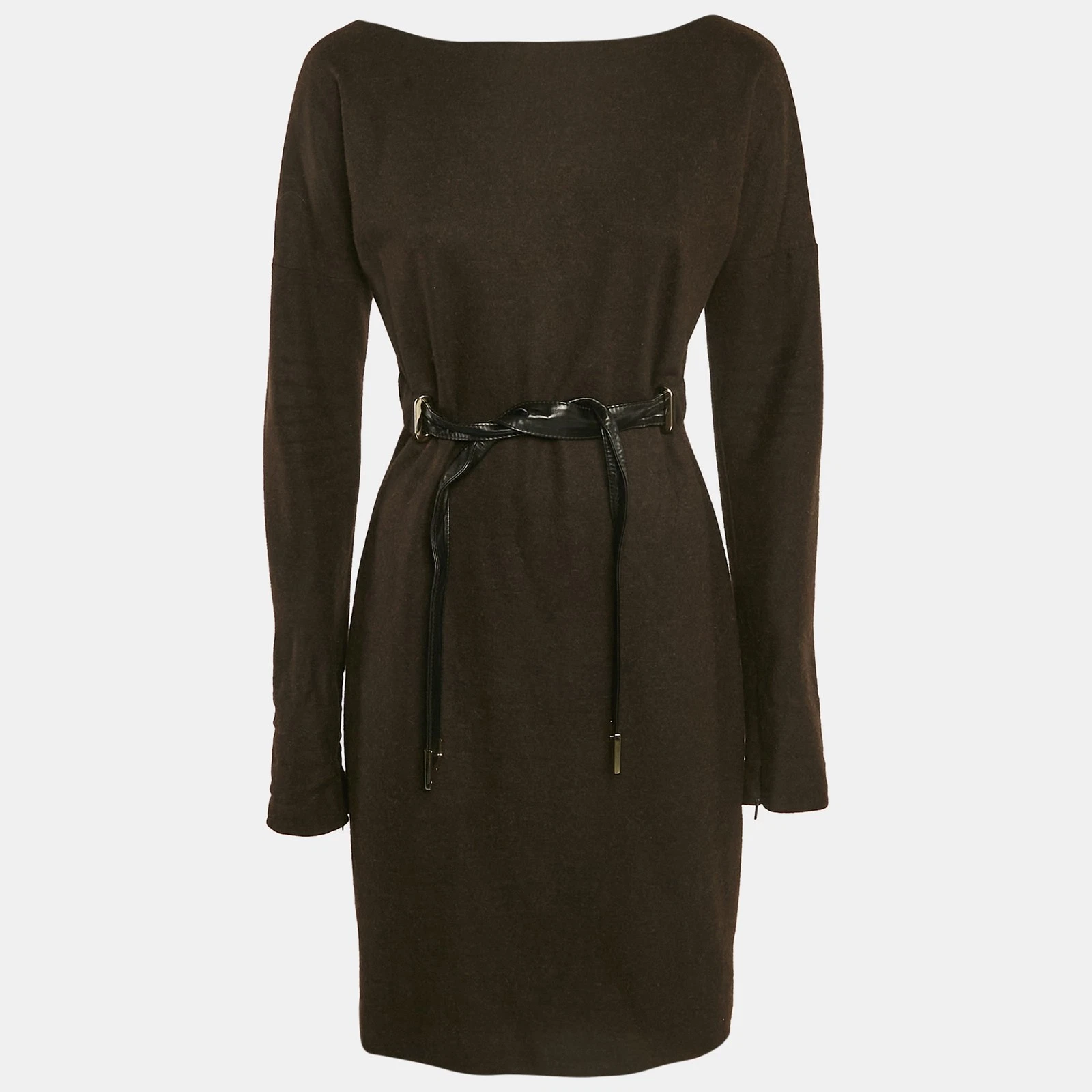 Gucci Mini Abito Marrone Maglia Dettaglio Cintura M