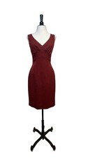 DESIGNER - Dolce & Gabbana - Maroon Slvls WoolDress w/ Cheetah Print Lining- 40