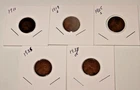5 Wheat Pennies 1911,19s.25s,35,38d (4P1-5) Vintage Add to Your collection