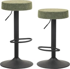 Bar Stools Set of 2 Counter Height, Swivel Barstools with Footrest and Backless