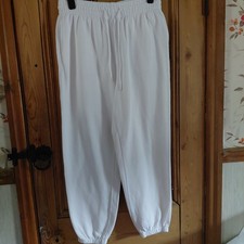 Women's White Jogging Bottoms, Side Pockets Elasticated Bottom Cuff , H&m Med