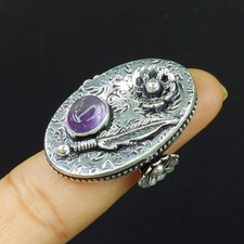 Natural Amethyst Gemstone 925 Sterling Silver Proposal Ring For Gift