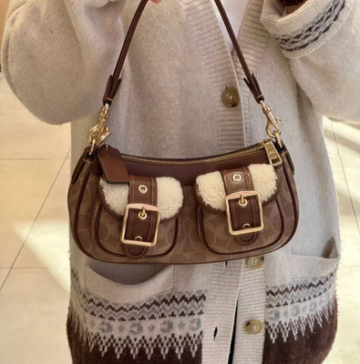 COACH CY658 Ashton Baguette Bag In Signature Canvas Black Outlet