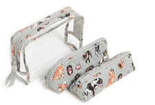 DOG SHOW Vera Bradley 3 pc. SET Cosmetic Toiletry Bag Make-up case NWT DOGS